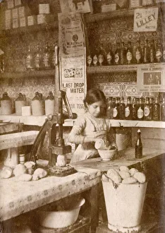 Young girl preparing chips - Fish & Chip Shop, Morecambe Young girl preparing chips - Fish & Chip Shop, Morecambe