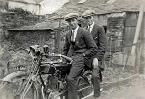 1921 Sunbeam Motorcycle Print: Two Young Men