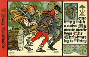 Historical Christmas Images Prints: The yule log