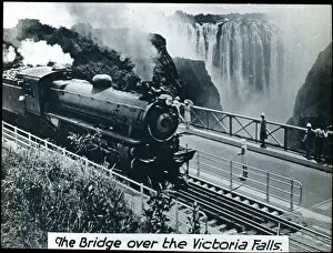 Mosi-oa-Tunya / Victoria Falls Collection: Zambia - Zimbabwe - Steam Locomotive on the Bridge, Victoria
