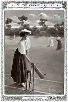 Prints of Zena Dare (1887 1975), English singer and actress, modelling suitable clothing for cricket. 1906 Zena Prints: Zena Dare Modelling Cricket Clothing, 1906 Print