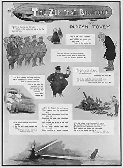 WWI Historical Illustrations Prints: The Zep That Bill Built
