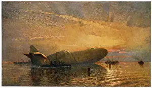 British Airships History Prints: Zeppelin L15 on Thames