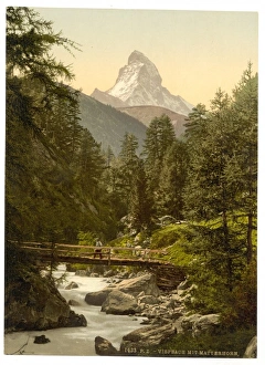 Zermatt, Vispach Bridge, with top of Matterhorn, Valais, Alp Zermatt, Vispach Bridge, with top of Matterhorn, Valais, Alp