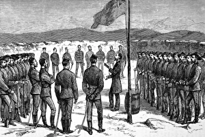 The Zulu war. Fort Bengough. Church Parade of officers and n The Zulu war. Fort Bengough. Church Parade of officers and n