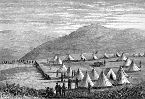 The Zulu war. Sir Garnet Wolseleys camp at Ulundi. Zulus co The Zulu war. Sir Garnet Wolseleys camp at Ulundi. Zulus co