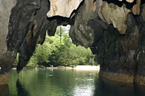 Limestone formations on the exit from the cave