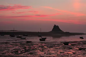 Lindisfarne Castle - at dawn over harbour Lindisfarne Castle - at dawn over harbour