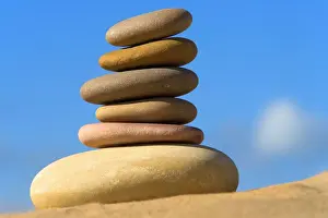 Country Landscape Photography Prints: Pebbles - piled on top of each other - Morocco