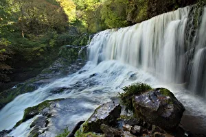 Sgwd Isaf Clun Gwyn waterfall on the river Mellte in the Brecon Beacons - October Sgwd Isaf Clun Gwyn waterfall on the river Mellte in the Brecon Beacons - October