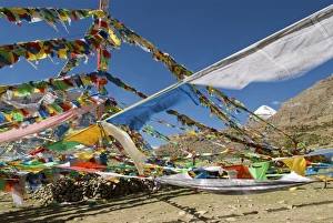 Tibet Sacred Mt Kailash and prayer flags - (Pilgrims walk the kora 52km around the mountains base) Tibet Sacred Mt Kailash and prayer flags - (Pilgrims walk the kora 52km around the mountains base)