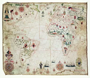 17th Century nautical map of the Atlantic 17th Century nautical map of the Atlantic