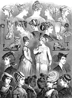 19th Century ladies fashion, artwork C018/7019 19th Century ladies fashion, artwork C018/7019