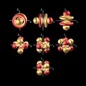 Cubic Set 5f Electron Orbitals Print