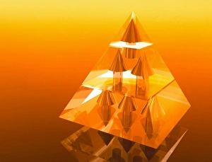 Abstract computer artwork of a pyramid of arrows Abstract computer artwork of a pyramid of arrows