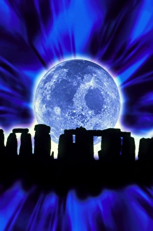 Abstract illustration of Stonehenge and the Moon Abstract illustration of Stonehenge and the Moon