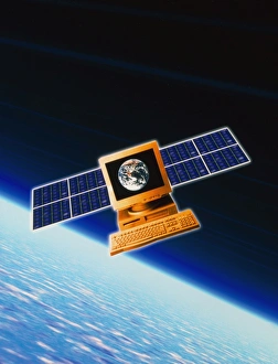 Abstract view of an internet computer as satellite Abstract view of an internet computer as satellite