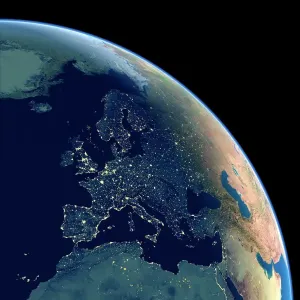 Scientific Posters: Europe at Night Print: A Satellite Image of City Lights