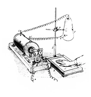 Art of Roentgens X-ray apparatus for imaging hand Art of Roentgens X-ray apparatus for imaging hand
