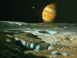 Images Dated 27th January 2003: Artists impression of Jupiter over Europa
