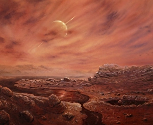 Images Dated 18th March 2005: Print of Artists Impression of Titan's Surface