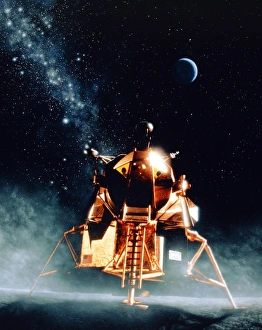 Artwork of Apollo 11 lunar module on the moon Artwork of Apollo 11 lunar module on the moon