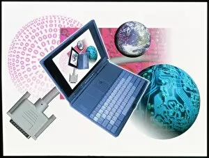 Images Dated 28th February 1997: Artwork of a computer connected to the Internet