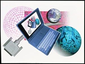Artwork of a computer connected to the Internet Artwork of a computer connected to the Internet