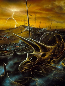 Artwork of the death of the dinosaurs Artwork of the death of the dinosaurs