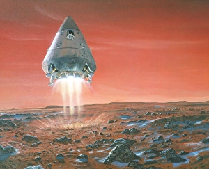 Artwork of exploration module landing on Mars Artwork of exploration module landing on Mars