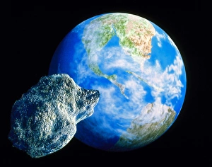 Artwork of K/T asteroid approaching Earth Artwork of K/T asteroid approaching Earth
