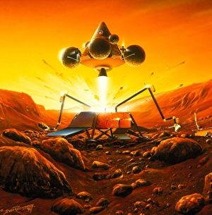 Artwork of Mars Sample Return mission leaving Mars Artwork of Mars Sample Return mission leaving Mars