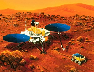 Artwork of Mars Surveyor 2001 Lander on Mars Artwork of Mars Surveyor 2001 Lander on Mars