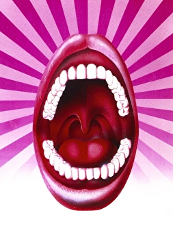 Artwork of open mouth showing set of healthy teeth Artwork of open mouth showing set of healthy teeth
