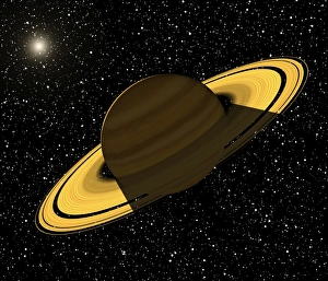 Artwork of Saturn casting a shadow on its rings Artwork of Saturn casting a shadow on its rings