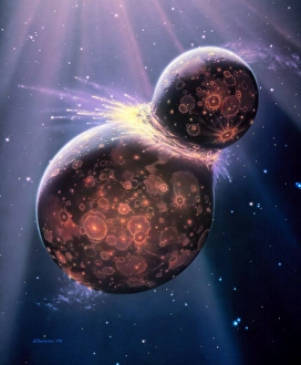 Artwork showing a theory for the Moons formation Artwork showing a theory for the Moons formation