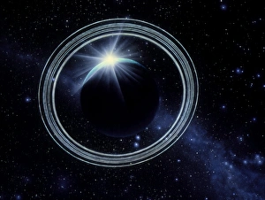 Artwork showing Voyager 2s view of Uranus Artwork showing Voyager 2s view of Uranus