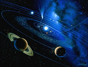 Planetary Science Pictures Prints: Artwork of Solar System and comet