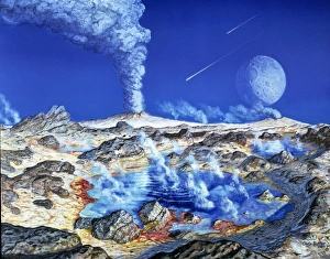 Artwork of the surface of a primeval Earth Artwork of the surface of a primeval Earth
