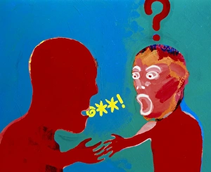 Artwork of Tourette syndrome sufferer speaking Artwork of Tourette syndrome sufferer speaking
