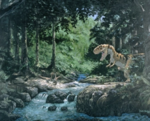 Artwork of a Tyrannosaurus rex dinosaur Artwork of a Tyrannosaurus rex dinosaur