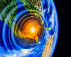Artwork of Yucatan asteroid impact Artwork of Yucatan asteroid impact