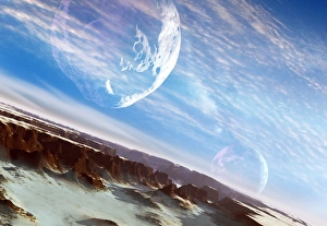 Asteroid Collision on Alien Moon Print