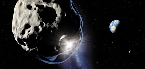 Images Dated 16th March 2011: Asteroid Impact Print: A close-up of a small asteroid 300,000 km from Earth