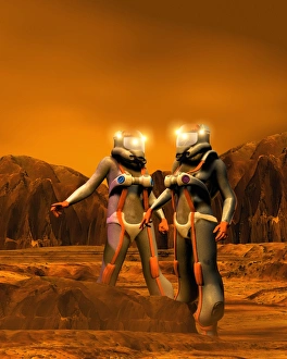 Martian Surface Exploration Prints: Astronauts on Mars