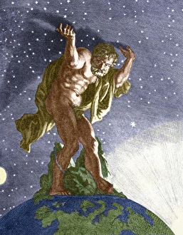 Greek Mythology Illustrations Prints: Atlas supporting the sky