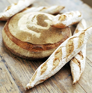 Baked Goods Pictures Prints: Baguettes and a loaf of bread
