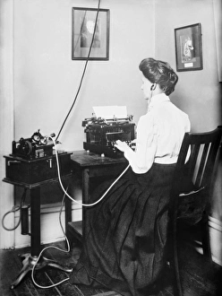 Alexander Graham Bell Invention Prints: Blind stenographer using dictaphone, 1911 C017 / 7865