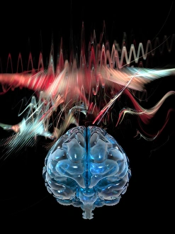Conceptual Brain Image Prints: Brain wave, conceptual artwork