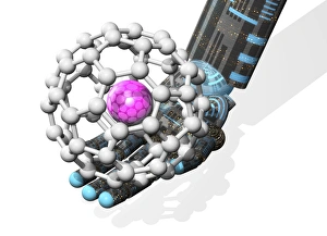 Buckyball molecule, computer artwork Buckyball molecule, computer artwork